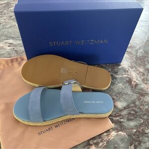 Stuart Weitzman Light Blue Slide Sandals